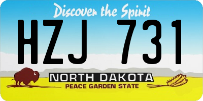 ND license plate HZJ731