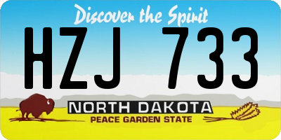 ND license plate HZJ733