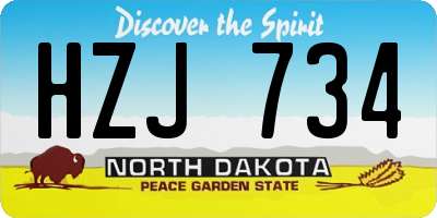ND license plate HZJ734