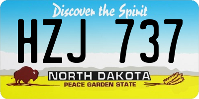 ND license plate HZJ737