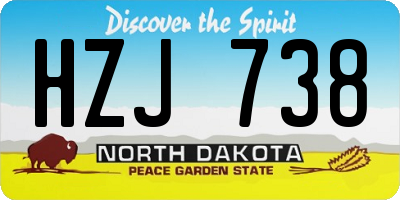 ND license plate HZJ738