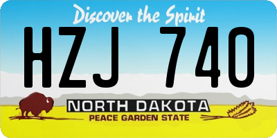 ND license plate HZJ740