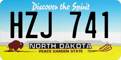 ND license plate HZJ741