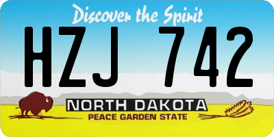 ND license plate HZJ742