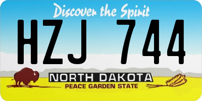 ND license plate HZJ744
