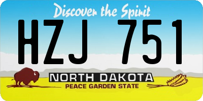 ND license plate HZJ751