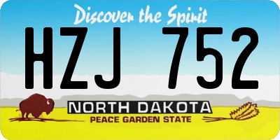 ND license plate HZJ752