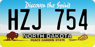 ND license plate HZJ754