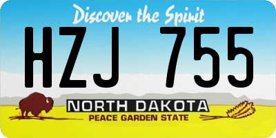 ND license plate HZJ755