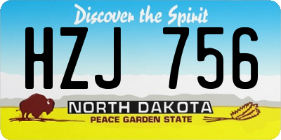 ND license plate HZJ756