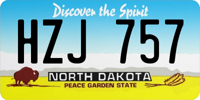 ND license plate HZJ757