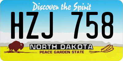 ND license plate HZJ758
