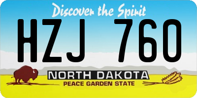 ND license plate HZJ760