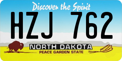 ND license plate HZJ762