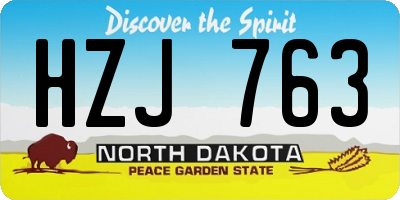 ND license plate HZJ763
