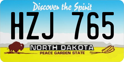 ND license plate HZJ765
