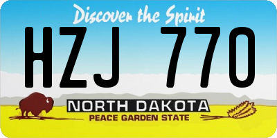 ND license plate HZJ770