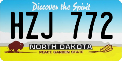 ND license plate HZJ772