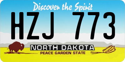 ND license plate HZJ773