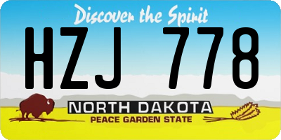 ND license plate HZJ778