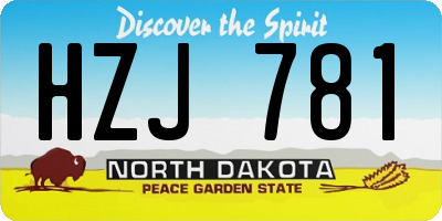 ND license plate HZJ781