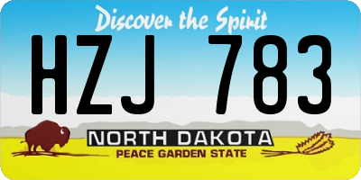 ND license plate HZJ783