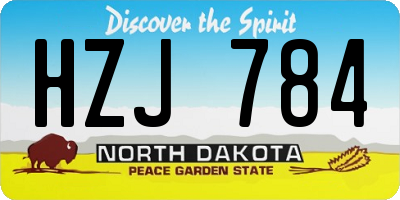 ND license plate HZJ784