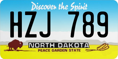 ND license plate HZJ789