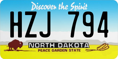 ND license plate HZJ794