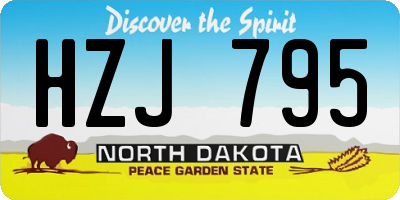 ND license plate HZJ795