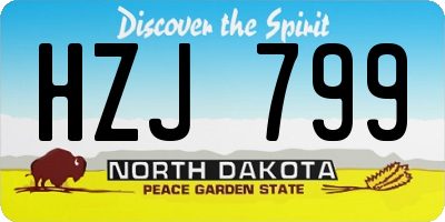 ND license plate HZJ799