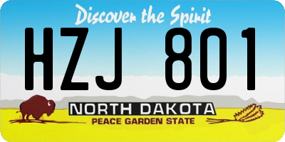 ND license plate HZJ801