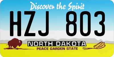 ND license plate HZJ803