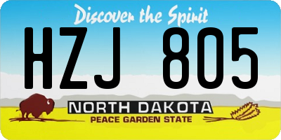 ND license plate HZJ805