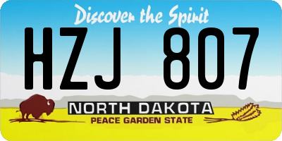 ND license plate HZJ807