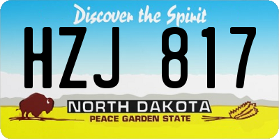 ND license plate HZJ817