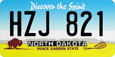 ND license plate HZJ821