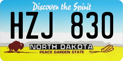 ND license plate HZJ830