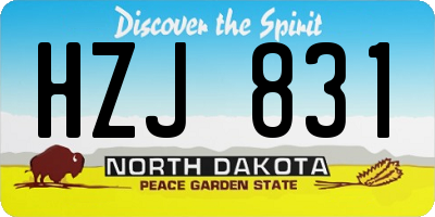ND license plate HZJ831