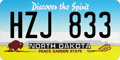 ND license plate HZJ833