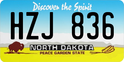 ND license plate HZJ836
