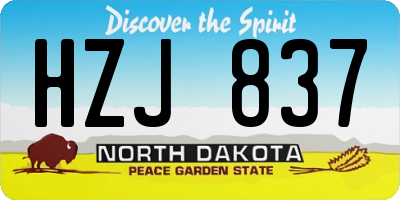 ND license plate HZJ837