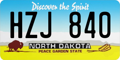 ND license plate HZJ840
