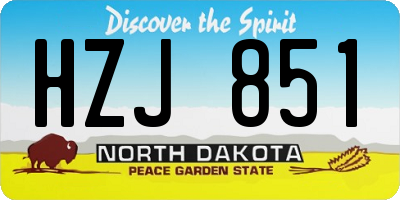 ND license plate HZJ851