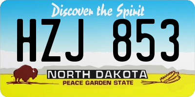 ND license plate HZJ853