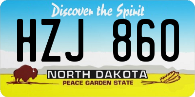 ND license plate HZJ860