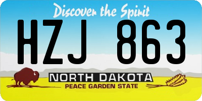 ND license plate HZJ863
