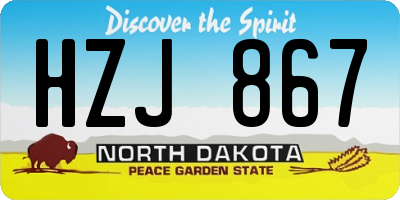 ND license plate HZJ867