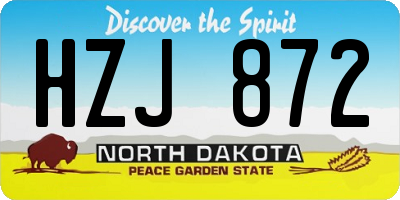 ND license plate HZJ872