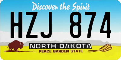 ND license plate HZJ874